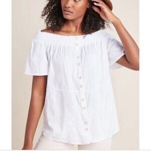 Anthropologie white off the shoulder Lucille top